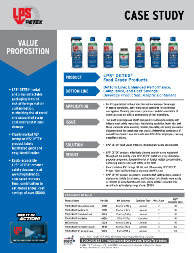 LPS® DETEX® Food Grade Products - Beverage Production