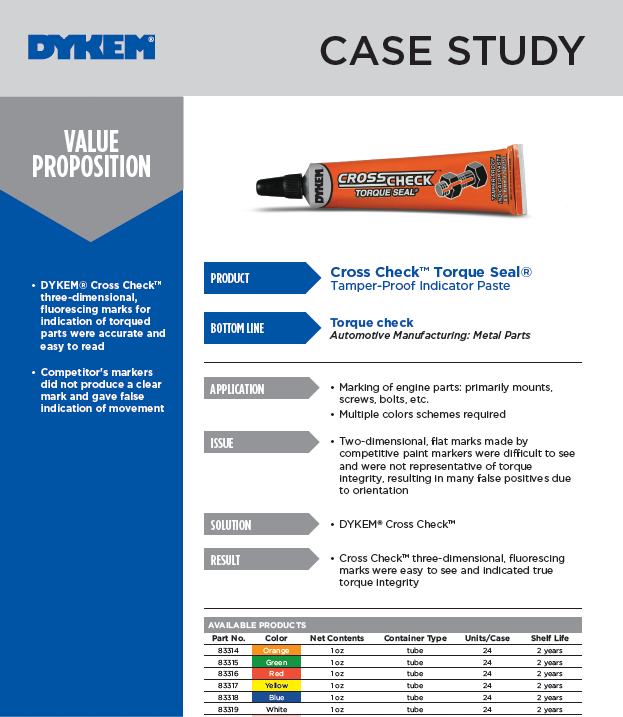 Itw Dykem Red 83316 Cross Check Torque Seal 1 Oz