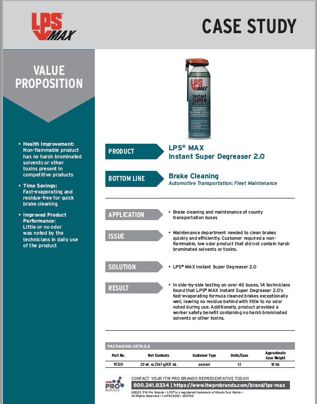 LPS® MAX Instant Super Degreaser 2.0 - Fleet Maintenance