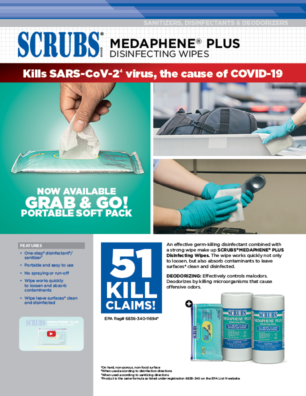 SCRUBS MEDAPHENE Plus Disinfectant Wipes