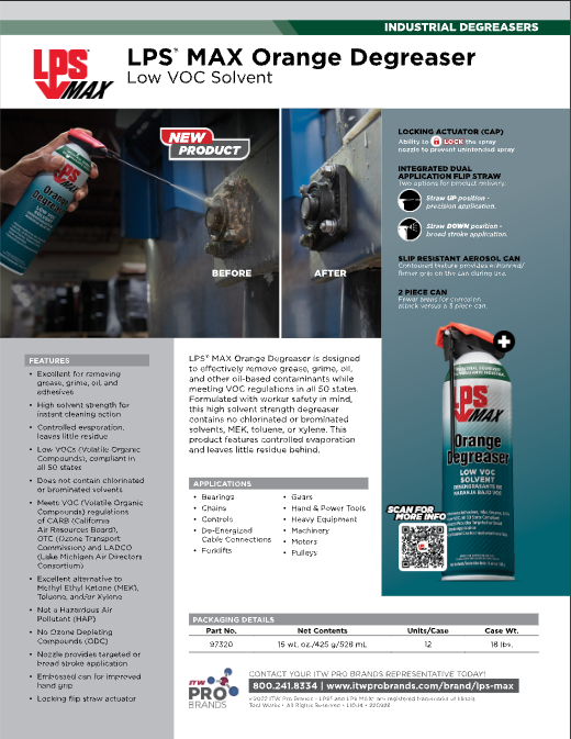 LPS Max Orange Degreaser Sell Sheet