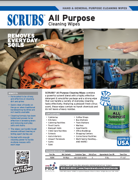 SCRUBS All Purpose Cleaning Wipes Sell Sheet