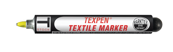 yellow TEXPEN Textile maker with open cap