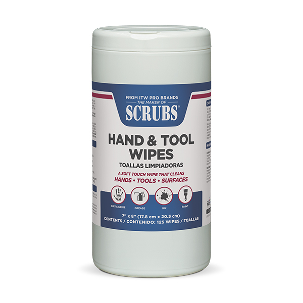 SCRUBS® Hand & Tool Wipes 125-wipe container