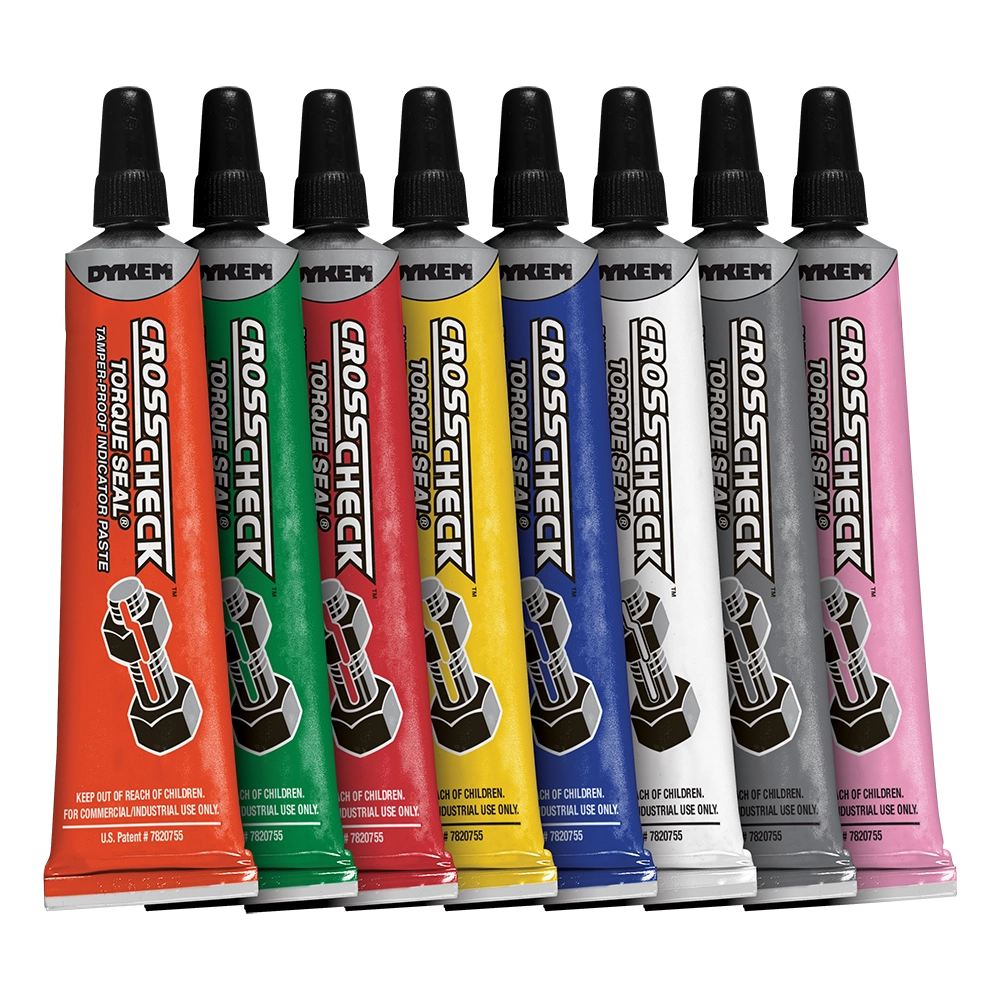 Eight DYKEM Cross Check Torque Seal Tubes in assorted colors