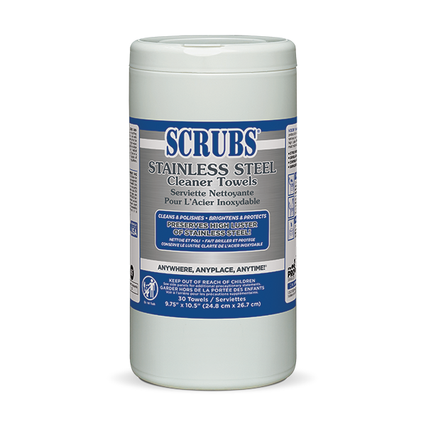 Scrubs Stainless Steel Cleaner Towels, 30-canister, 6 Canisters-carton