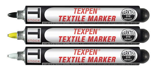 3 TEXPEN Textile markers in white, yellow, and black