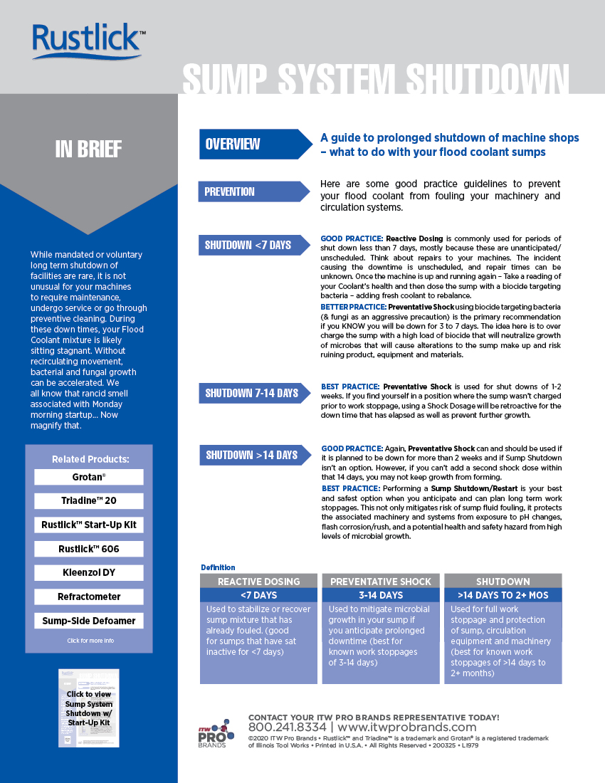 Rustlick Sump System Shutdown Guide
