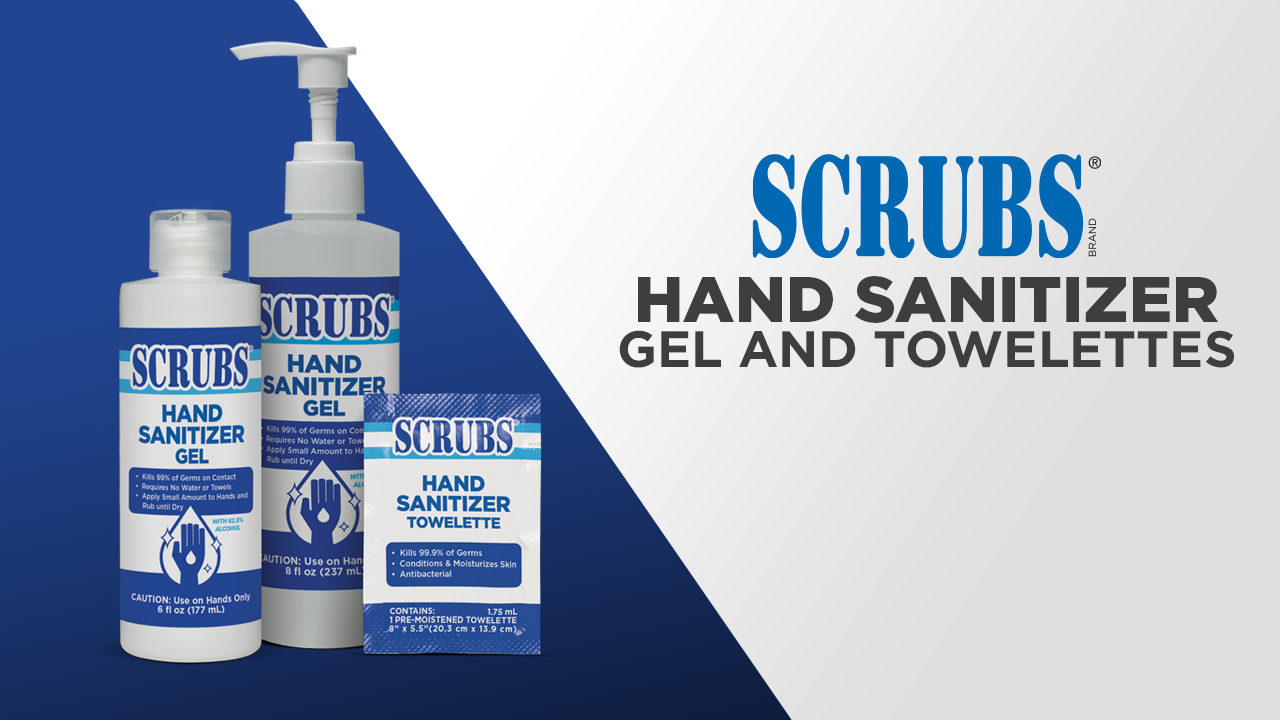 SCRUBS Hand Sanitizer Gel and Towelette effective FDA listed sanitizer